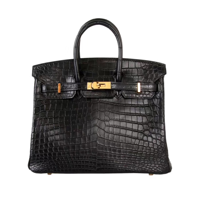 Hermès（爱马仕）Birkin 铂金包 黑色 哑光尼罗鳄鱼 金扣 30cm