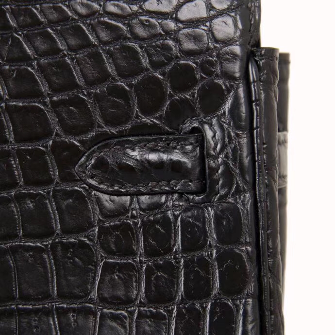 Hermès（爱马仕）Birkin 铂金包 黑色 哑光尼罗鳄鱼 金扣 30cm