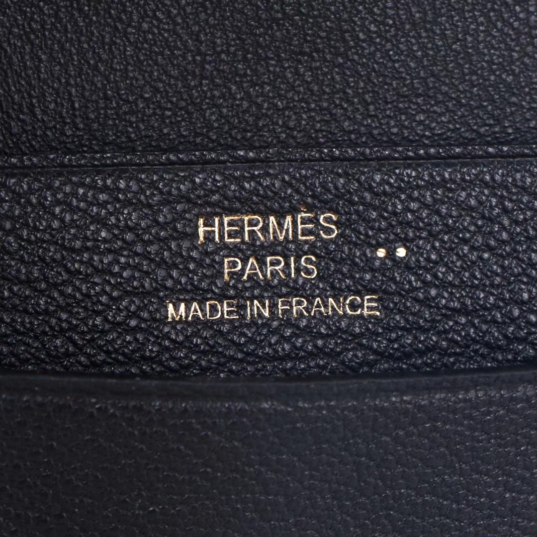 Hermès（爱马仕）Bearn 小H扣 短款钱夹 黑色 亮面 鳄鱼 金扣