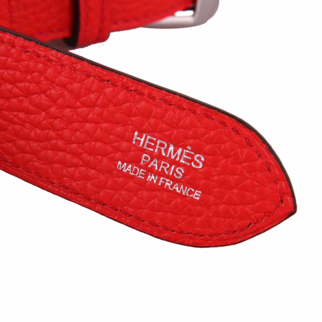 Hermès（爱马仕）soKelly单肩包 中国红 togo 银扣 22cm