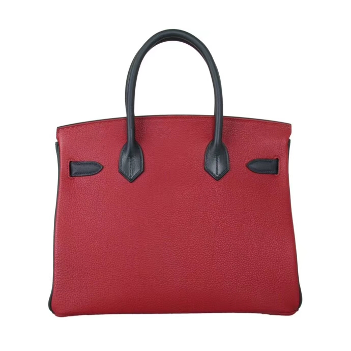 Hermès（爱马仕）Birkin 铂金包 石榴红拼墨绿 小牛皮 togo 金扣 30cm