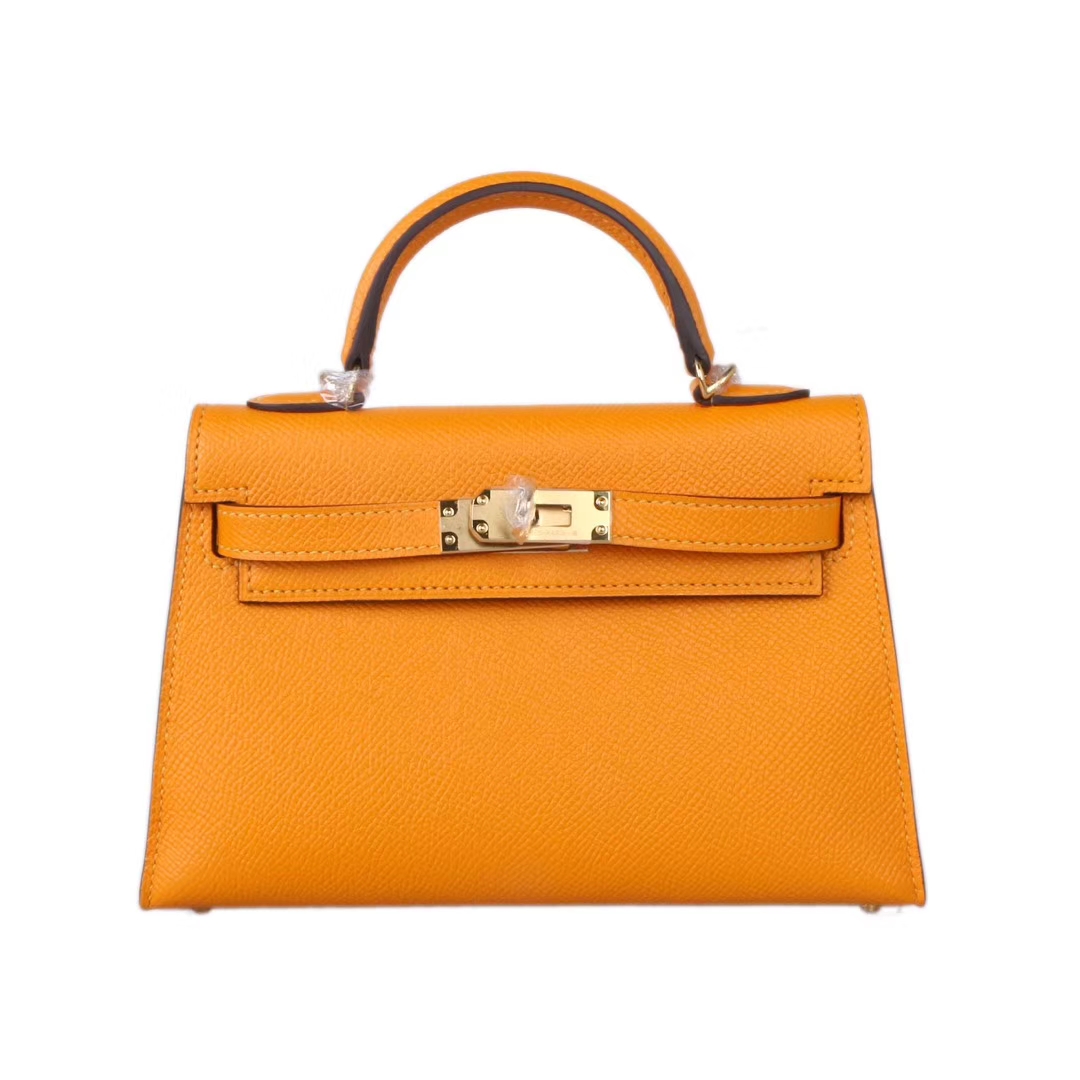 Hermès（爱马仕）mini Kelly迷你凯莉 9V太阳黄 epsom皮 金扣 20cm 2代