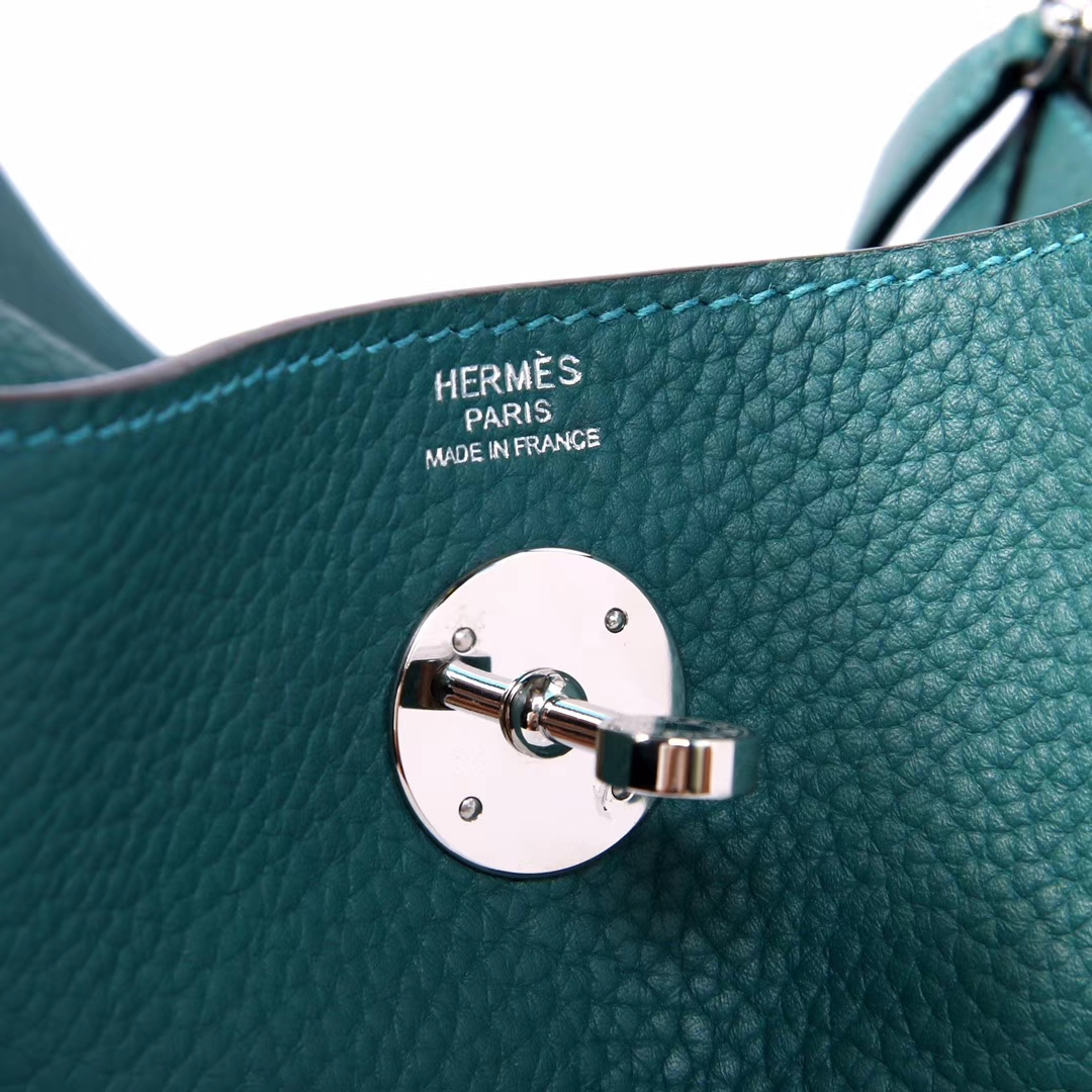 Hermès（爱马仕）Lindy琳迪包 孔雀绿 Togo 银扣 30cm