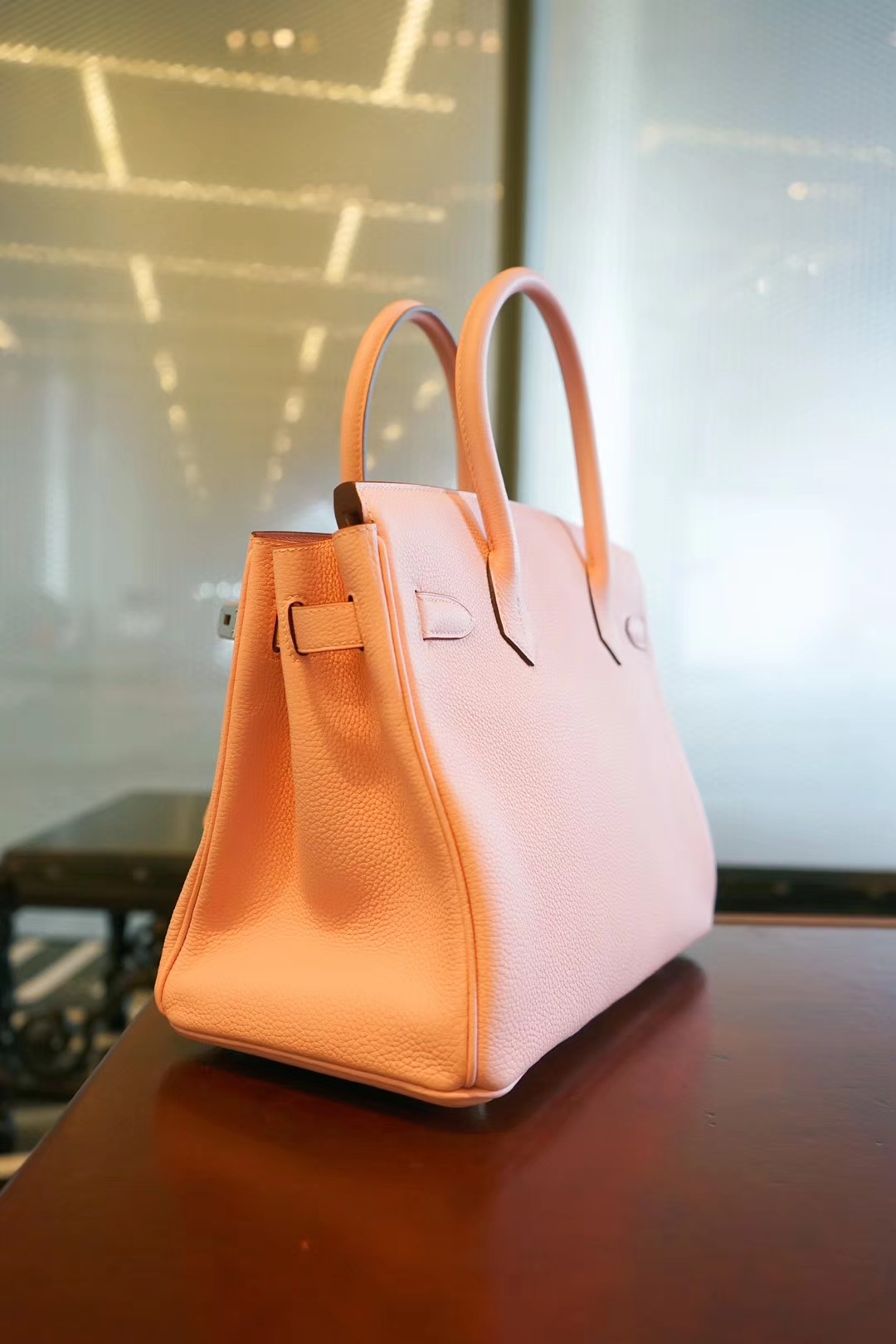 Hermès（爱马仕）birkin铂金包 奶昔粉 Togo 银扣 30cm