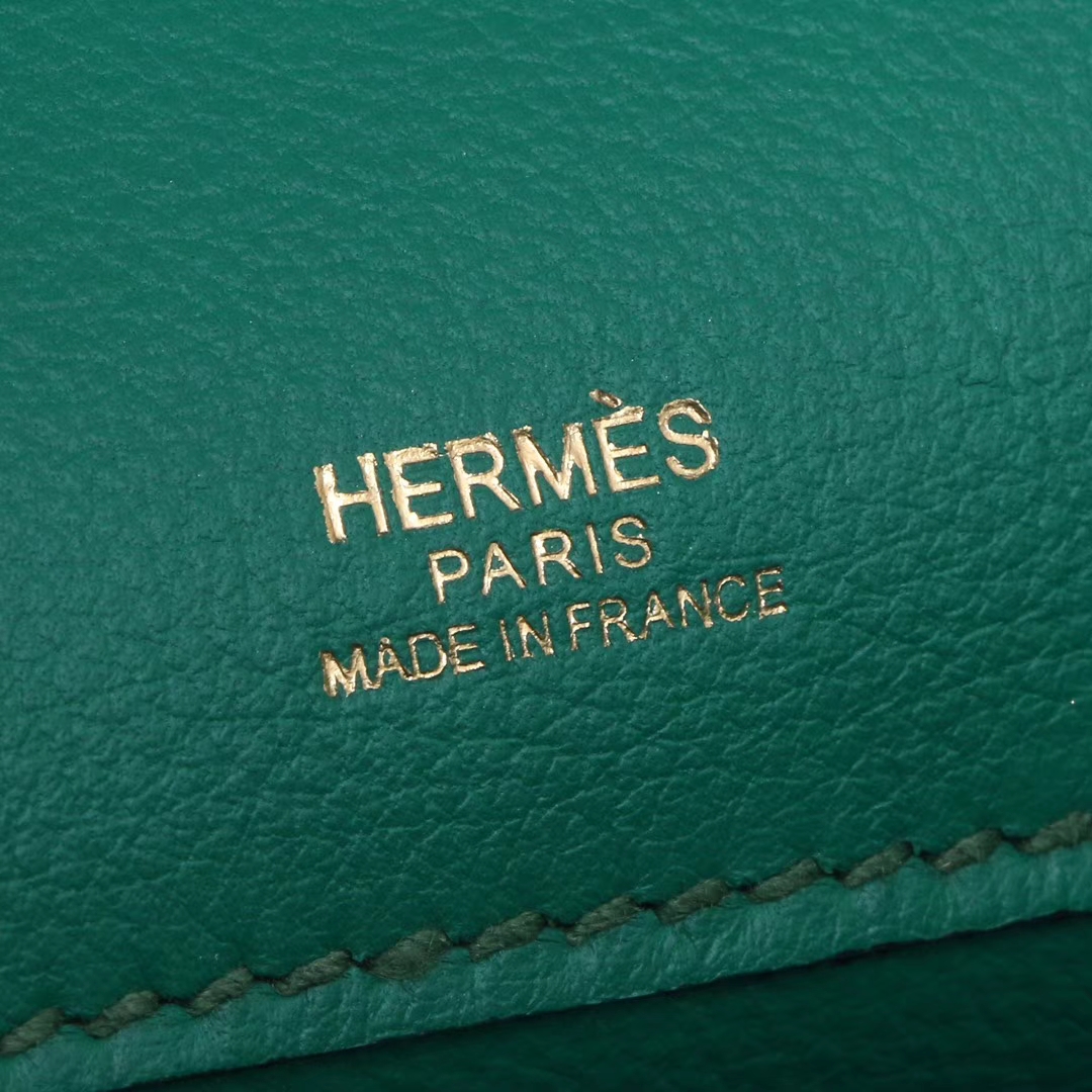 Hermès（爱马仕）mini kelly迷你凯莉 丝绒绿 Swift皮 金扣 22cm 一代