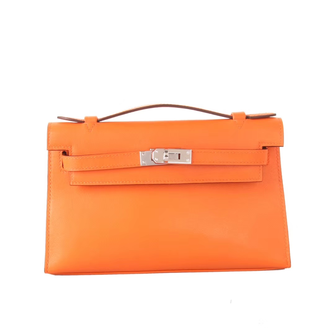 Hermès（爱马仕）mini kelly迷你凯莉 橙色 Swift皮 银扣 22cm 一代