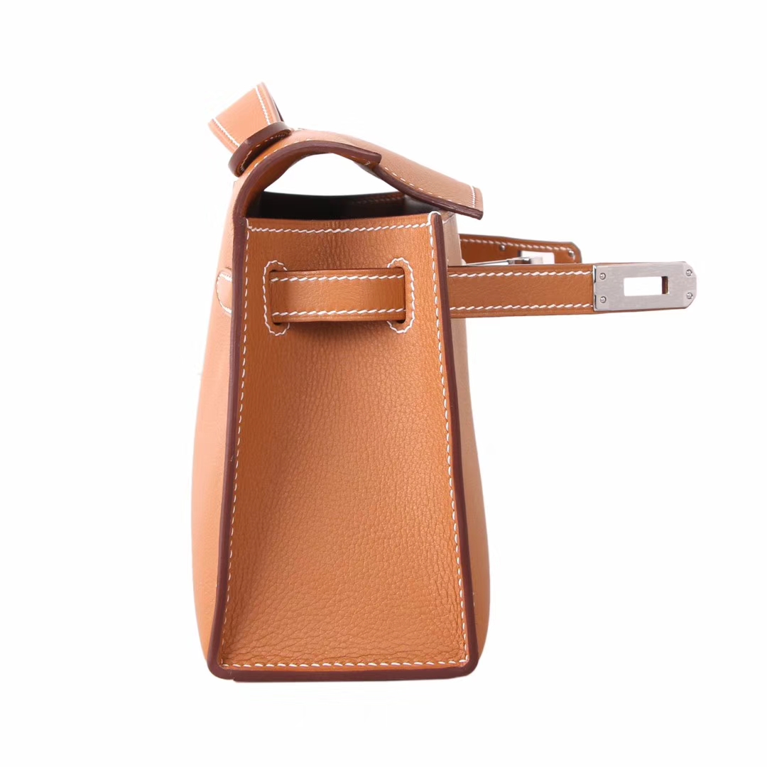 Hermès（爱马仕）mini kelly迷你凯莉 金棕色 Swift皮 银扣 22cm 一代