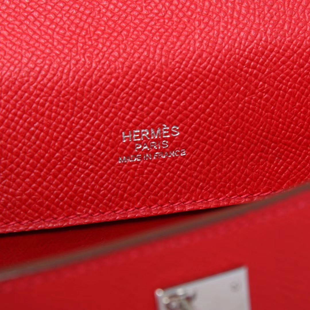 Hermès（爱马仕）mini kelly迷你凯莉 中国红 Epsom 银扣 22cm 一代