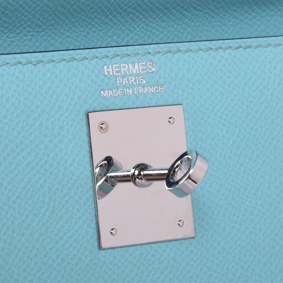 Hermès（爱马仕）Kelly凯莉包 马卡龙蓝 原版Epsom皮 银扣 28cm