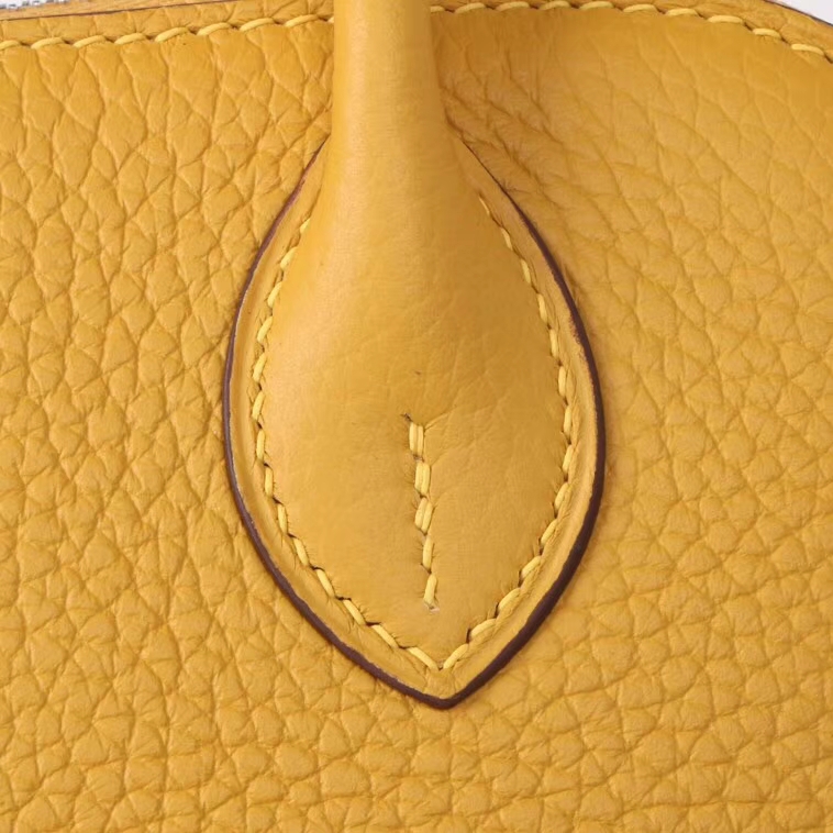 Hermès（爱马仕）mini bolid 保龄包 琥珀黄 togo 银扣 18cm