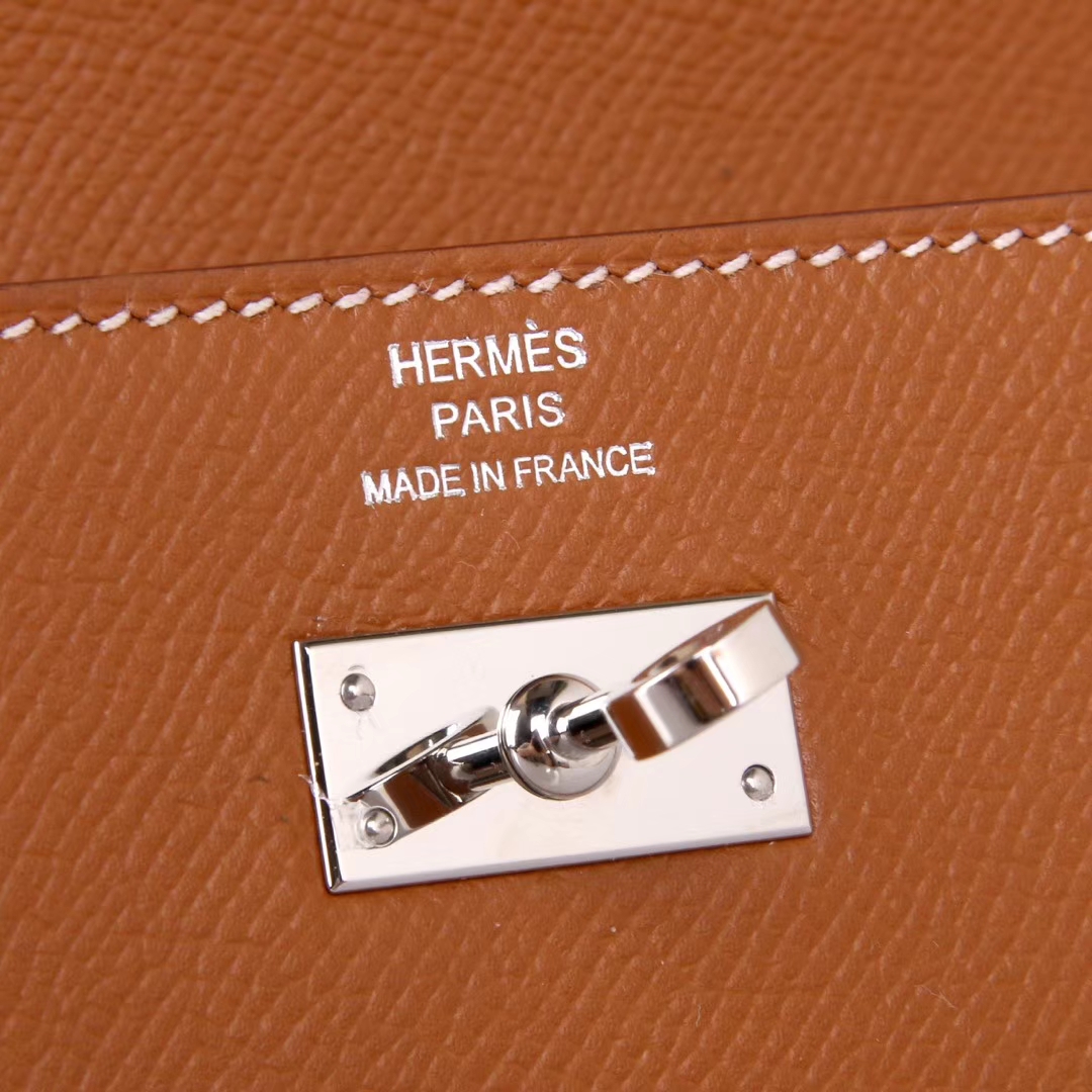 Hermès（爱马仕）kelly凯莉钱夹  金棕色 原版Epsom皮 银扣