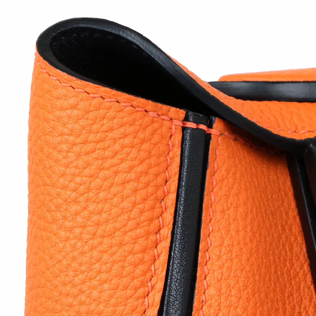 Hermès（爱马仕）Kelly 2424 橙色拼黑色 togo 金扣 29cm