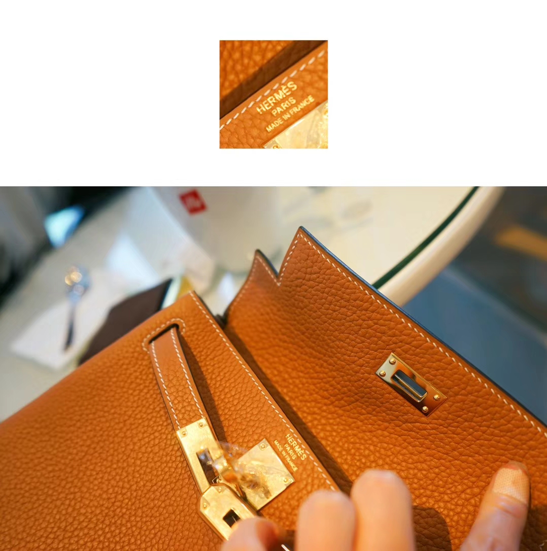 Hermès（爱马仕）kelly ado 双肩包 金棕色 togo 金扣 22cm