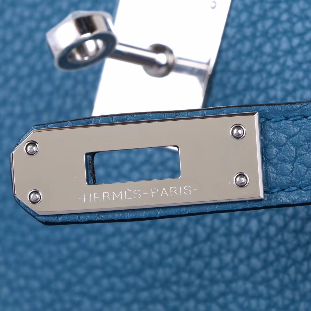 Hermès（爱马仕）kelly ado 双肩包 鸭子蓝 togo 银扣 22cm