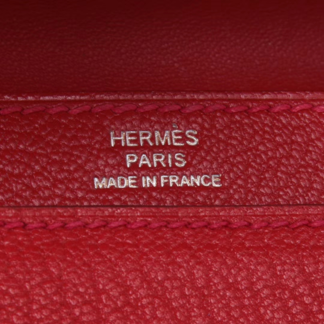 Hermès（爱马仕）Verrou插销包锁链包 中国红 羊皮 银扣 17cm