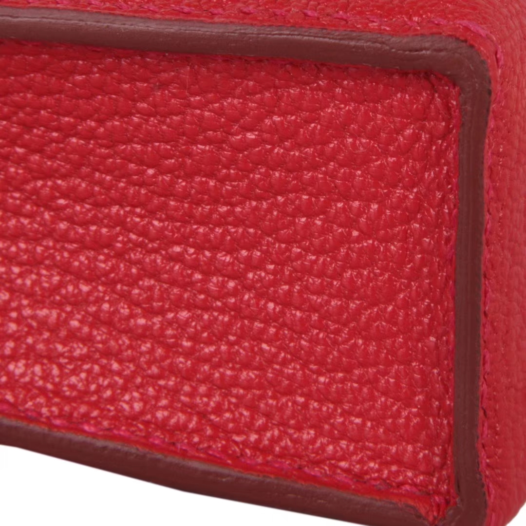 Hermès（爱马仕）Verrou插销包锁链包 中国红 羊皮 银扣 17cm