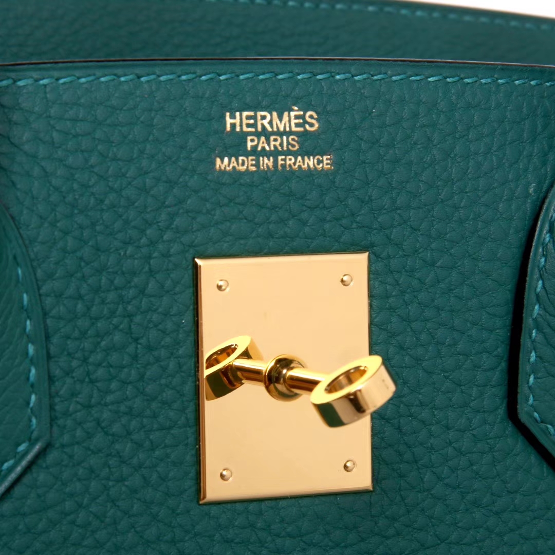 Hermès（爱马仕）Birkin铂金包 孔雀绿 togo 金扣 30cm