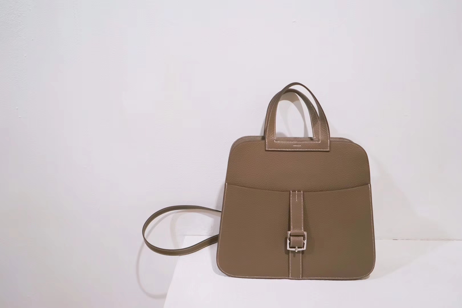 Hermès（爱马仕）Halzan手提包 大象灰 马鞍皮 TOGO 银扣 30cm