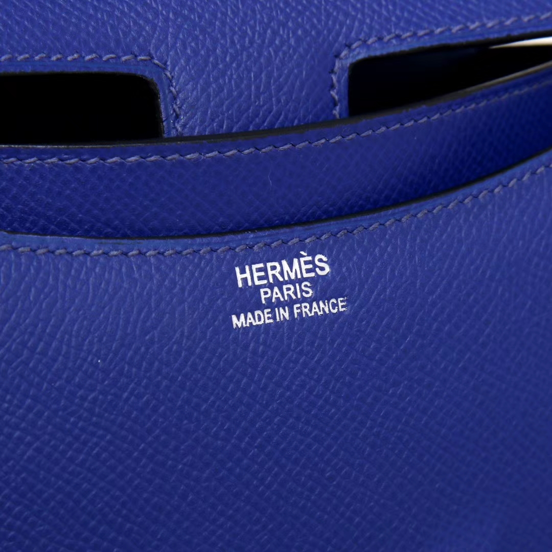 Hermès（爱马仕）Constace空姐包 电光蓝 epsom皮 银扣 19cm