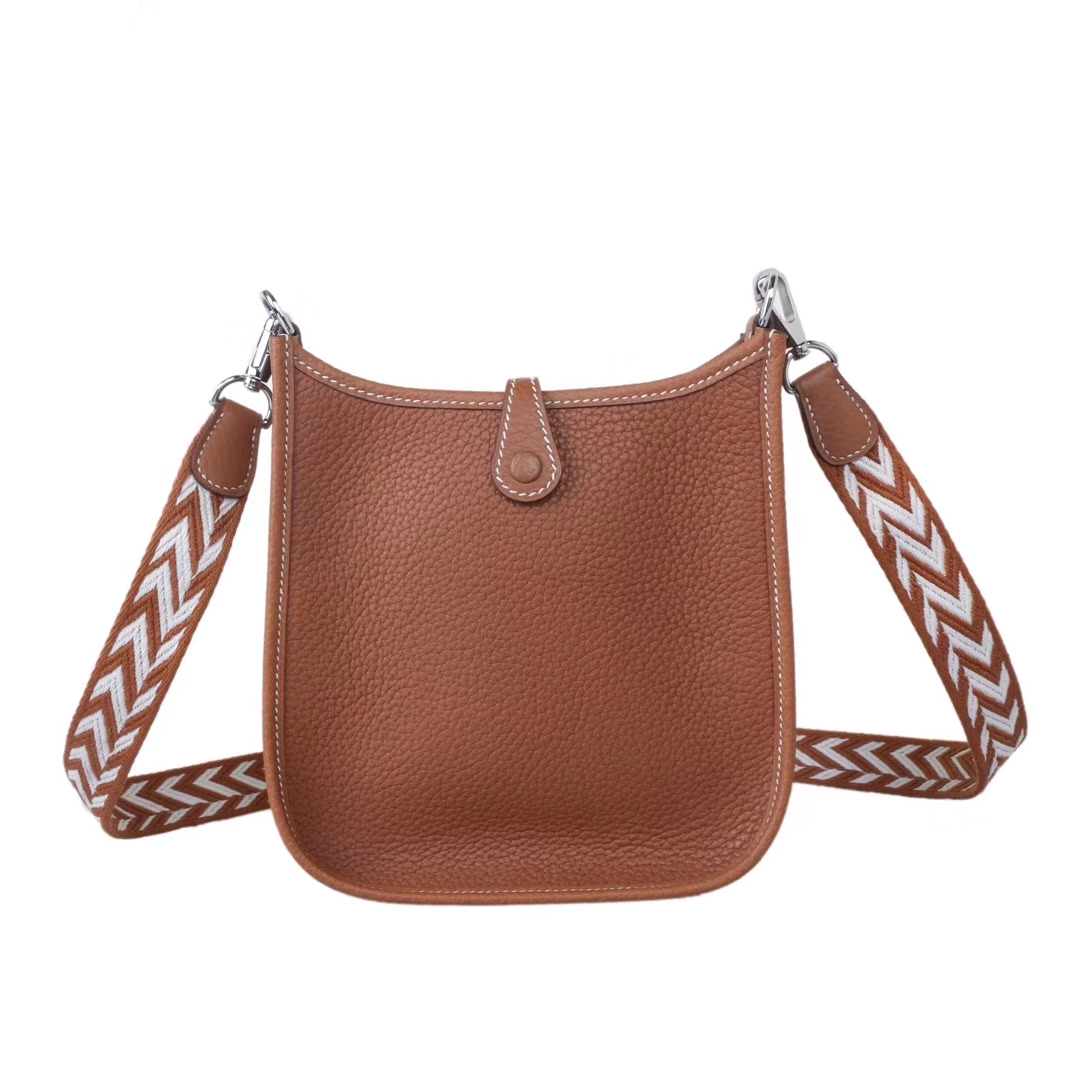 Hermès（爱马仕）mini evelyne 金棕色 银扣 togo 17cm