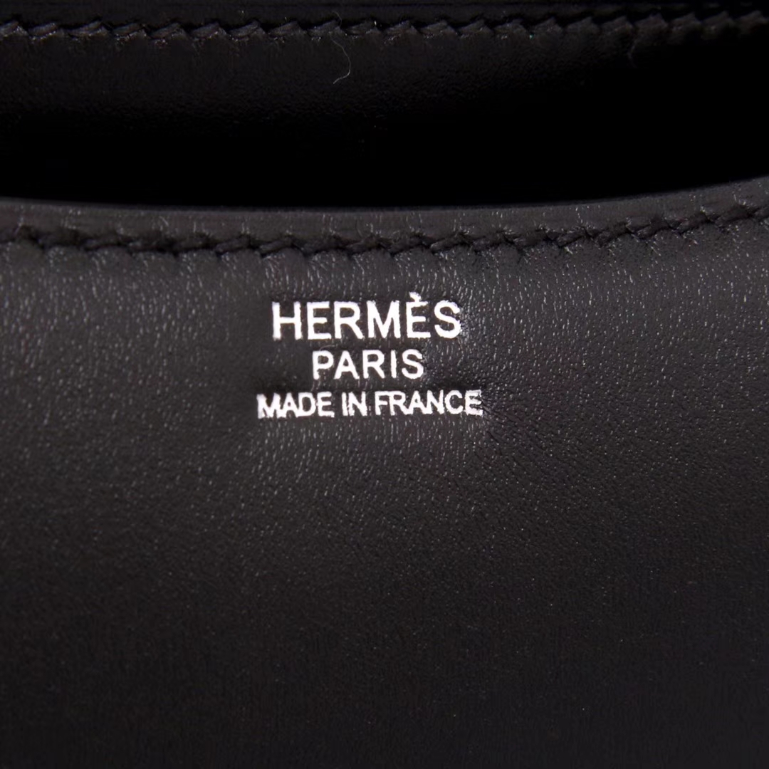 Hermès（爱马仕）Constance空姐包 黑色 Box皮料 蜥蜴扣 19cm