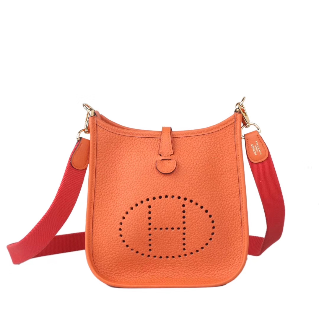 Hermès（爱马仕）mini evelyne 橙色 银扣 togo 17cm