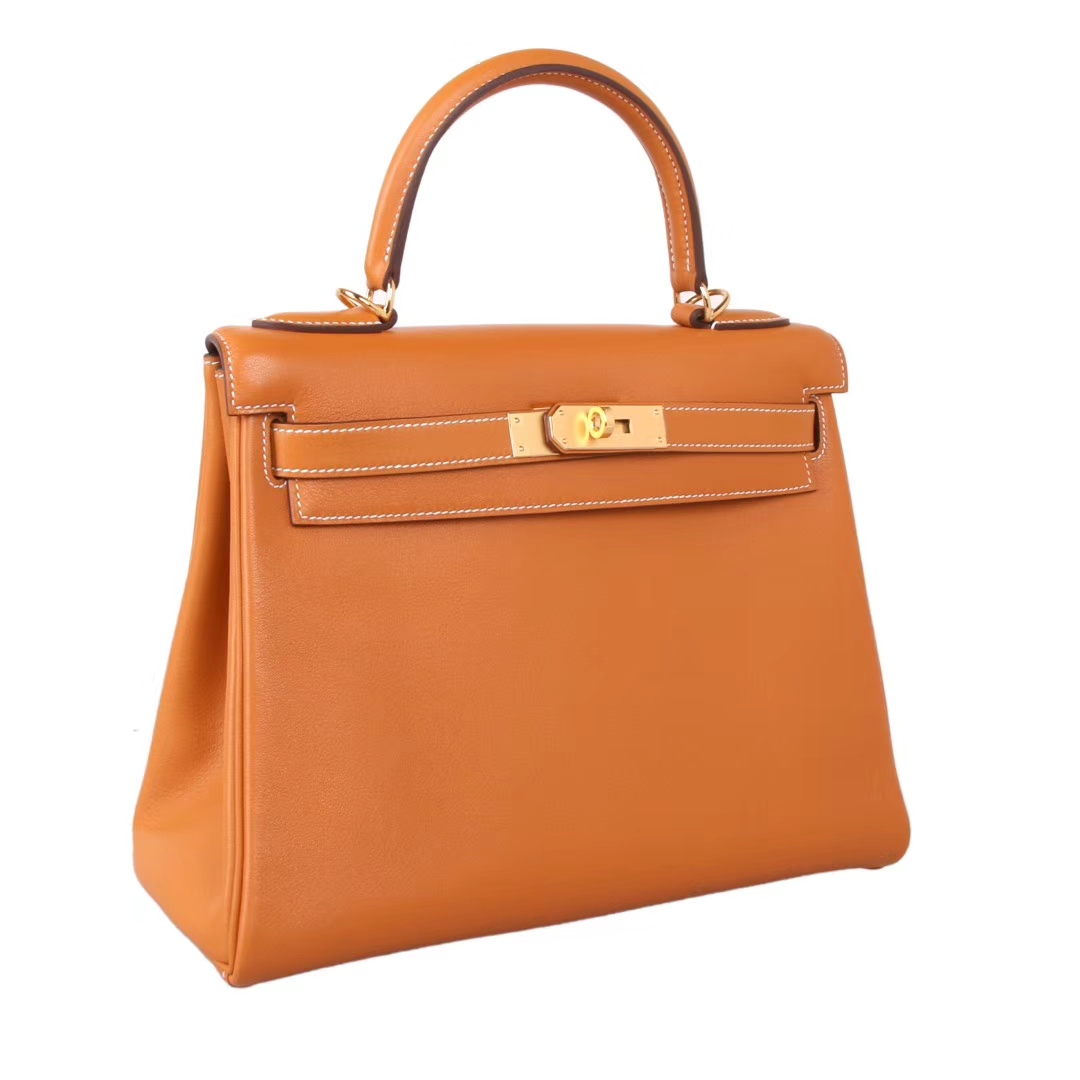 Hermès（爱马仕）Kelly凯莉包 太妃金 原厂御用swift皮 金扣 28cm