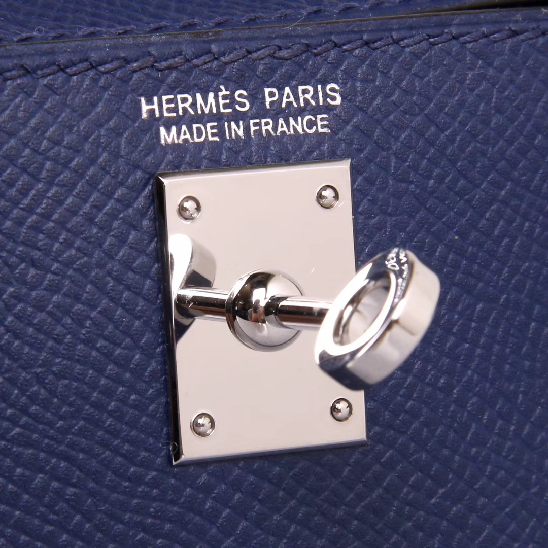 Hermès（爱马仕）Minikelly迷你凯莉 二代 宝石蓝 银扣 原厂御用Epsom皮