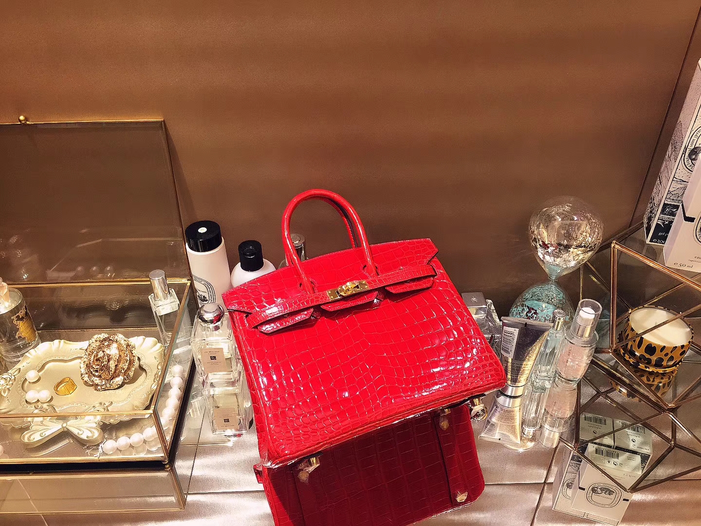 Hermès（爱马仕）Birkin 25 金扣 法拉利红 亮面鳄鱼