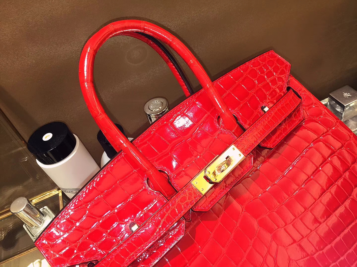 Hermès（爱马仕）Birkin 25 金扣 法拉利红 亮面鳄鱼