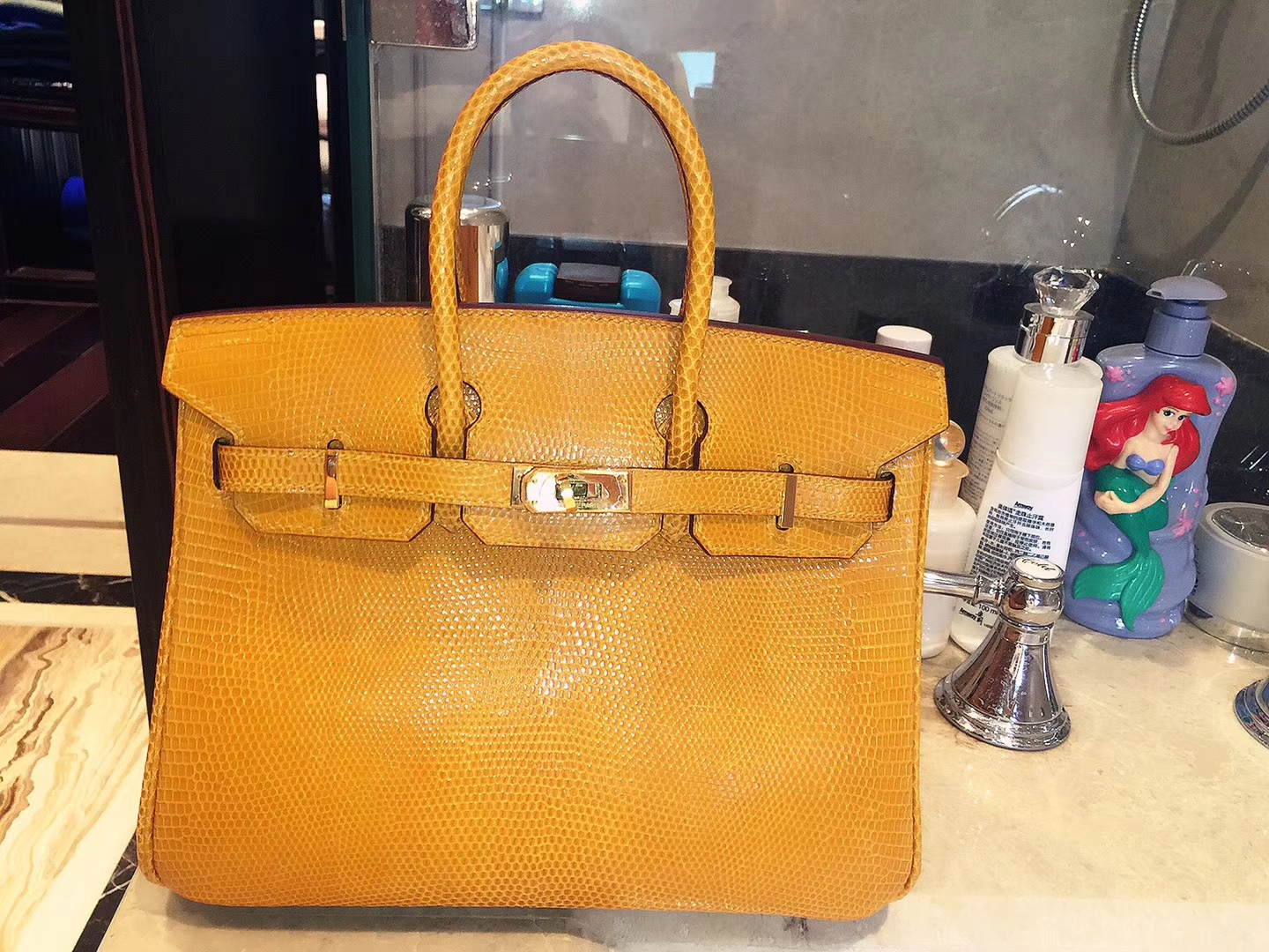 Hermès（爱马仕）Birkin 25 金扣 太阳黄 蜥蜴皮