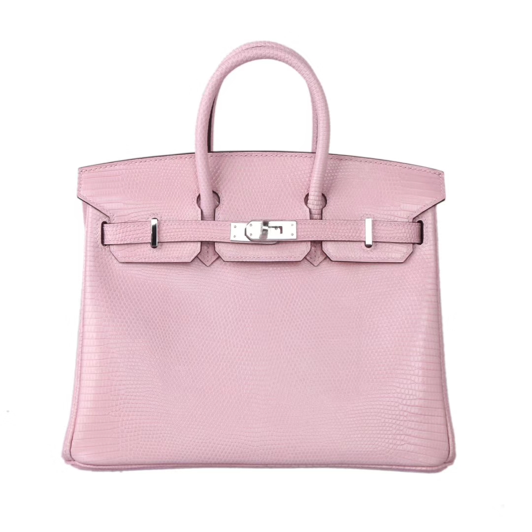 Hermès（爱马仕）birkin 25银 3Q奶昔粉 蜥蜴