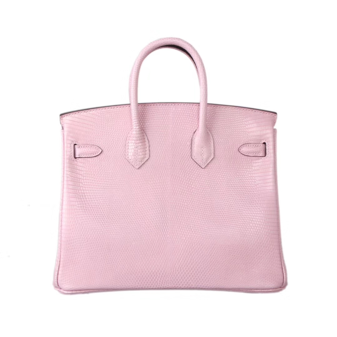 Hermès（爱马仕）birkin 25银 3Q奶昔粉 蜥蜴