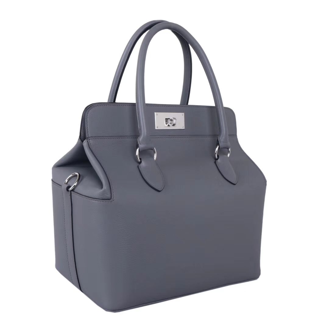 Hermès（爱马仕）Toolbox牛奶盒 锡器灰 原厂御用swift皮 银扣 26cm