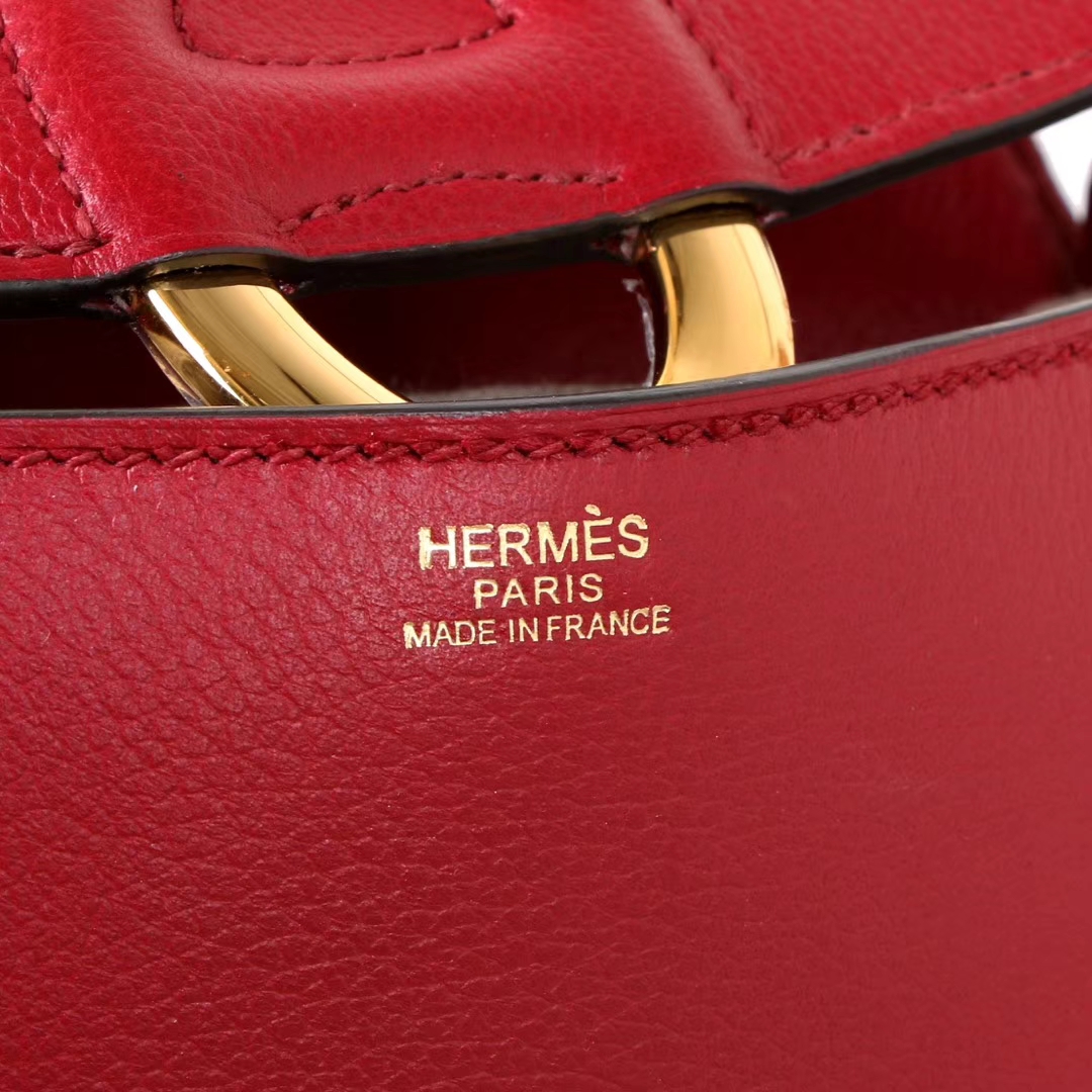 Hermès（爱马仕）Cherche-MIDI挎包 石榴红 原版evercolor皮 银扣 18CM