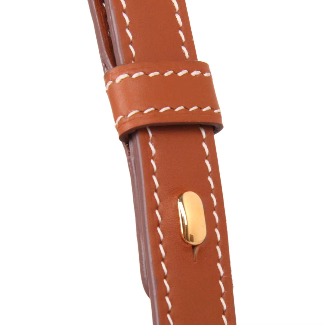 Hermès（爱马仕）Cherche-MIDI挎包 金棕色 原版Swift皮 银扣 18CM