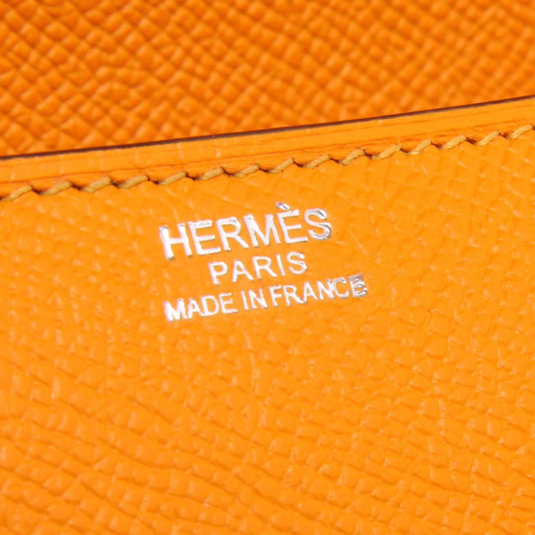 Hermès（爱马仕）Cherche-MIDI挎包 9V太阳黄 原版epsom皮 银扣 18CM