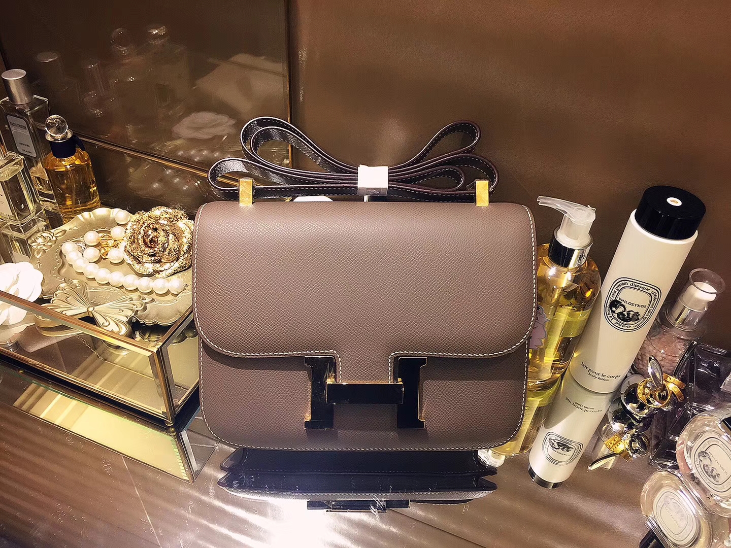 Hermès（爱马仕）Constace空姐包 大象灰 原厂御用epsom皮 银扣 23cm