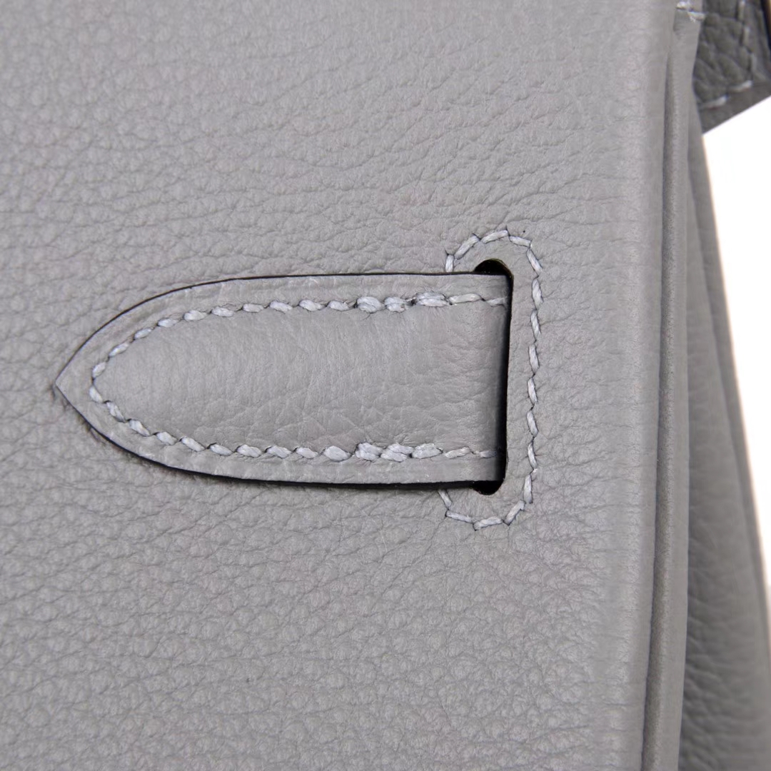 Hermès（爱马仕）Birkin 铂金包 冰川灰内拼玛瑙蓝 Togo 银扣 30cm