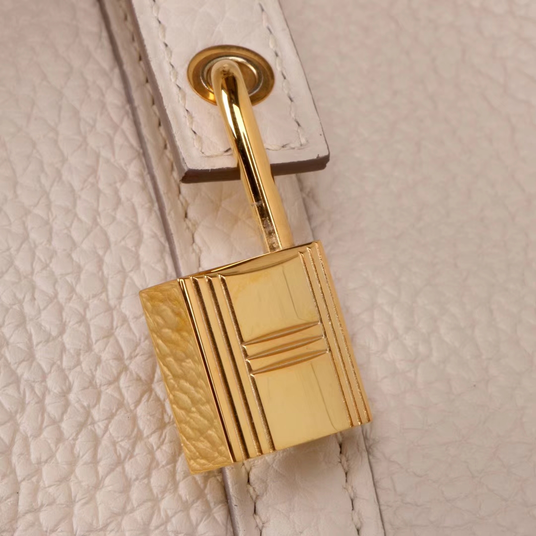 Hermès（爱马仕）Picotin菜篮包 奶油白拼同色哑光鳄鱼 金扣 18cm