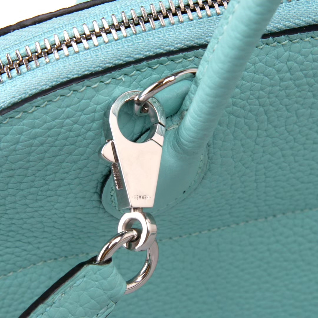 Hermès（爱马仕）bolid保龄包 马卡龙蓝 原厂御用Swift皮 Togo 银扣 28cm