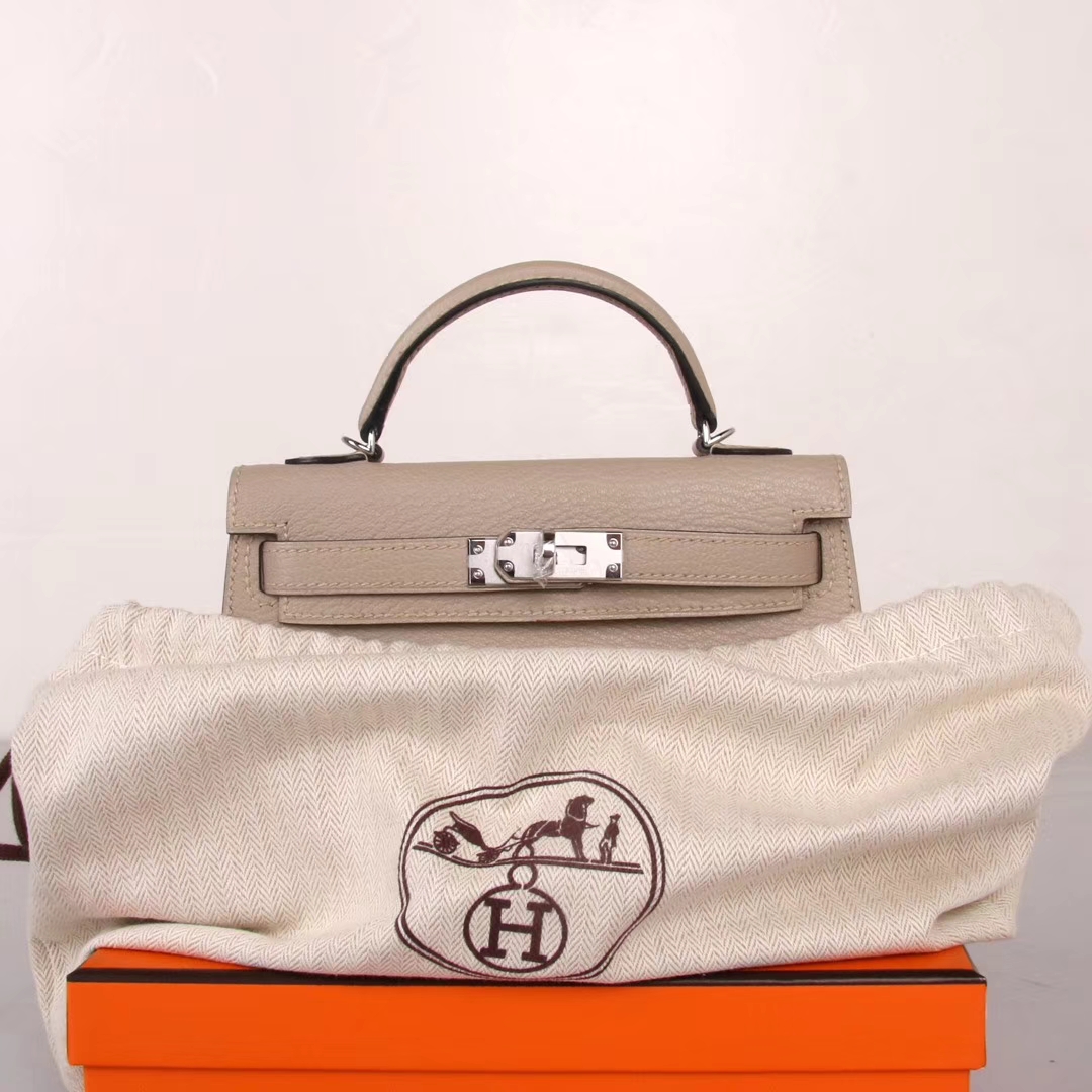 Hermès（爱马仕）mini Kelly 迷你凯莉 斑鸠灰 羊皮 银扣 二代