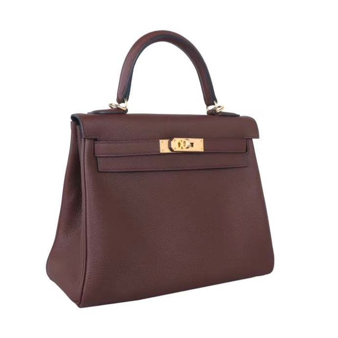 Hermès（爱马仕）Kelly 凯莉包 焦糖色 Togo 金扣 28cm