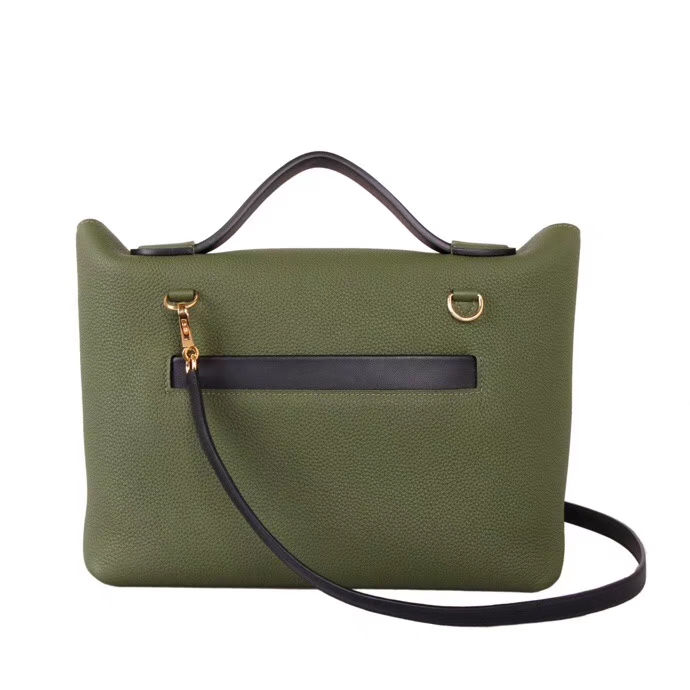 Hermès（爱马仕）Kelly2424 丛林绿拼黑 togo 金扣 29cm