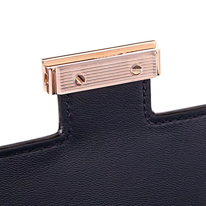 Hermès（爱马仕）Constace 空姐包 深海蓝 原厂御用epsom 玫瑰金扣 19cm