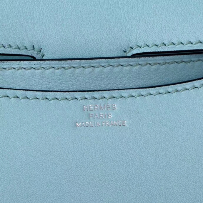 Hermès（爱马仕）Constace 空姐包 微风蓝 原厂御用swift皮 银扣 19cm