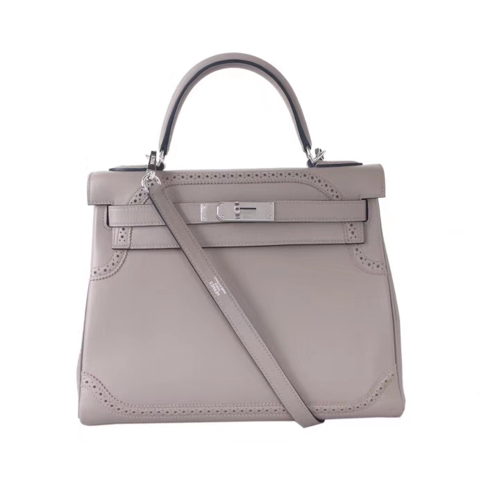 Hermès（爱马仕）Kelly m8沥青灰 swift 蕾丝 银扣 28cm 接受预定