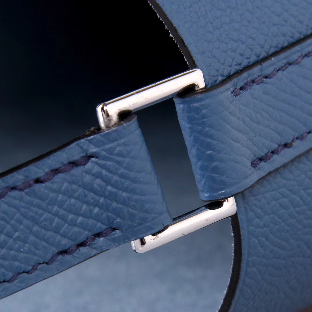 Hermès（爱马仕）Picotin 菜篮包 编织系列 玛瑙蓝 原厂御用epsom皮 银扣 18cm