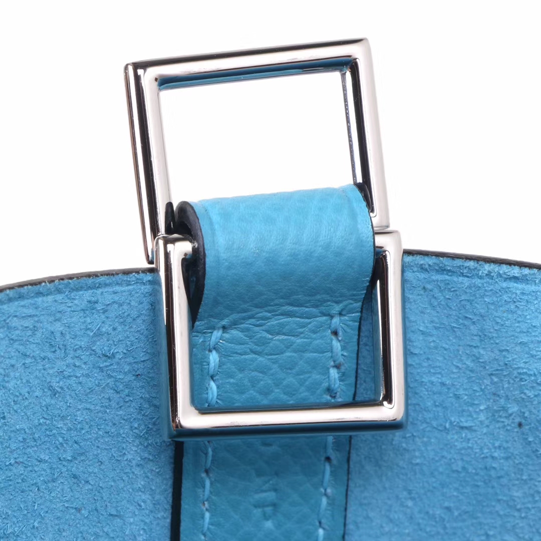 Hermès（爱马仕）Picotin 菜篮包 编织系列 微风蓝 原厂御用epsom皮 银扣 18cm