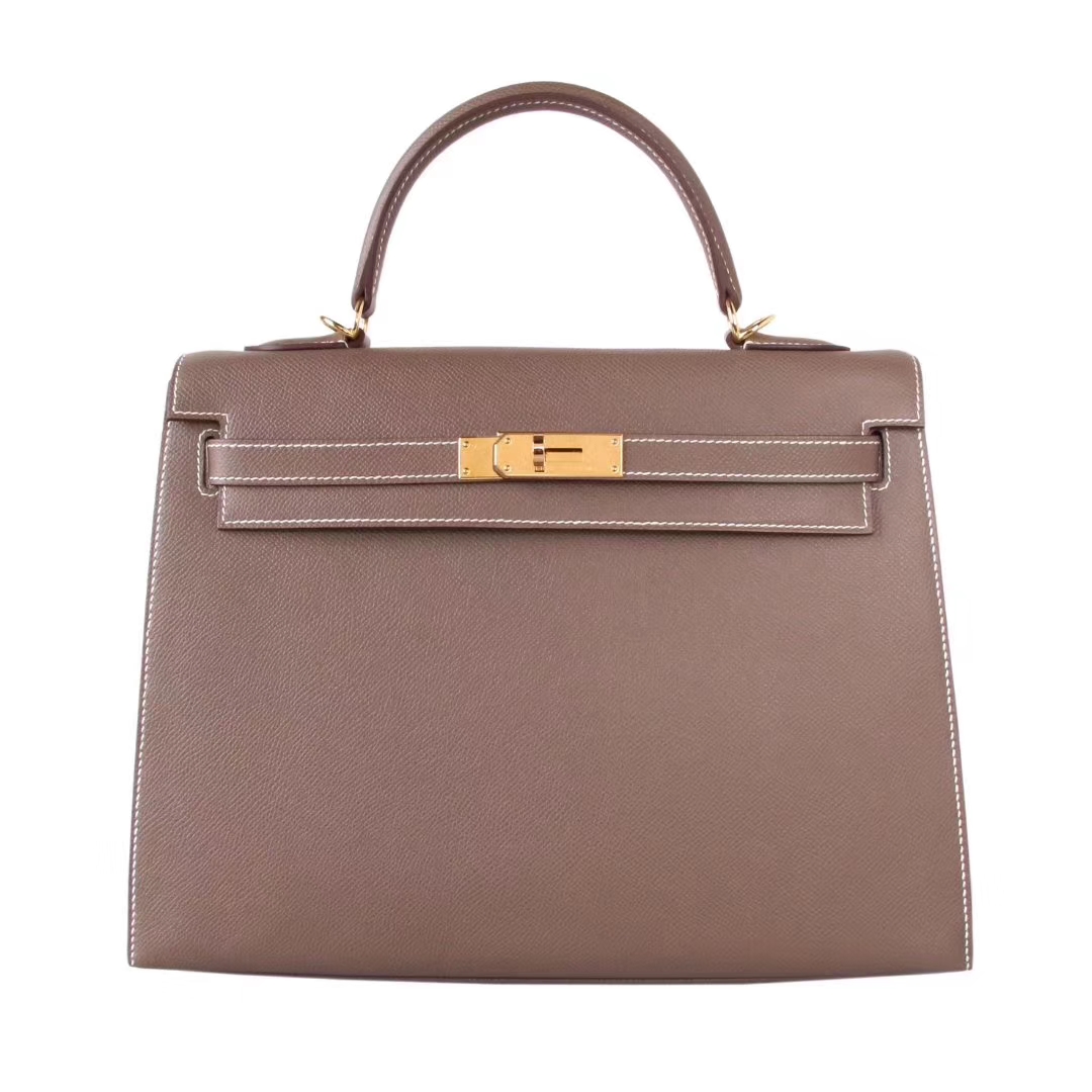 Hermès（爱马仕）Kelly 凯莉包 CK18大象灰 epsom皮 金扣 32cm